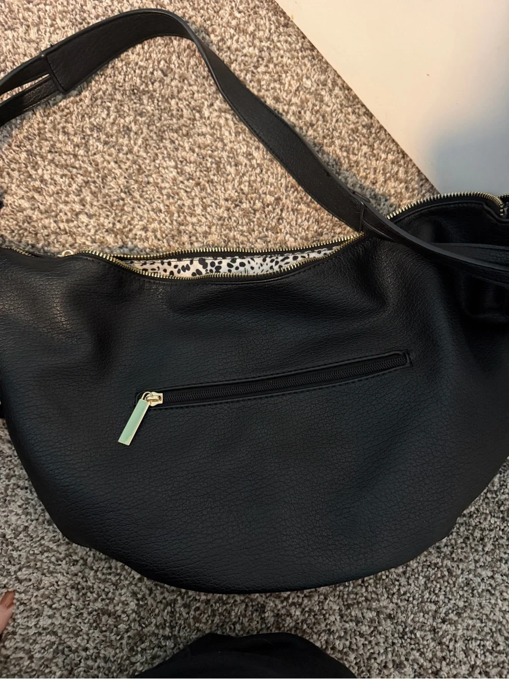 Women's Black Pebbled Leather Hobo Shoulder Bag